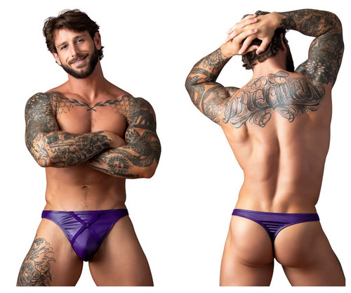 447-302 MalePower Men's Eggplant Crossover Thong Color Plum