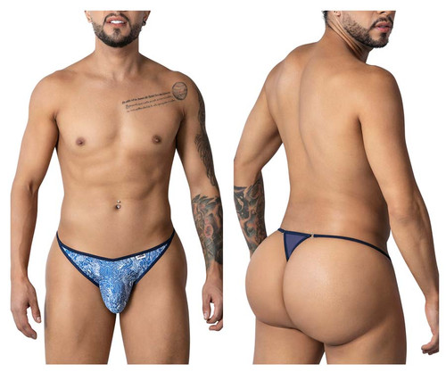 99875 CandyMan Men's Water Prints Thong Color Blue-White