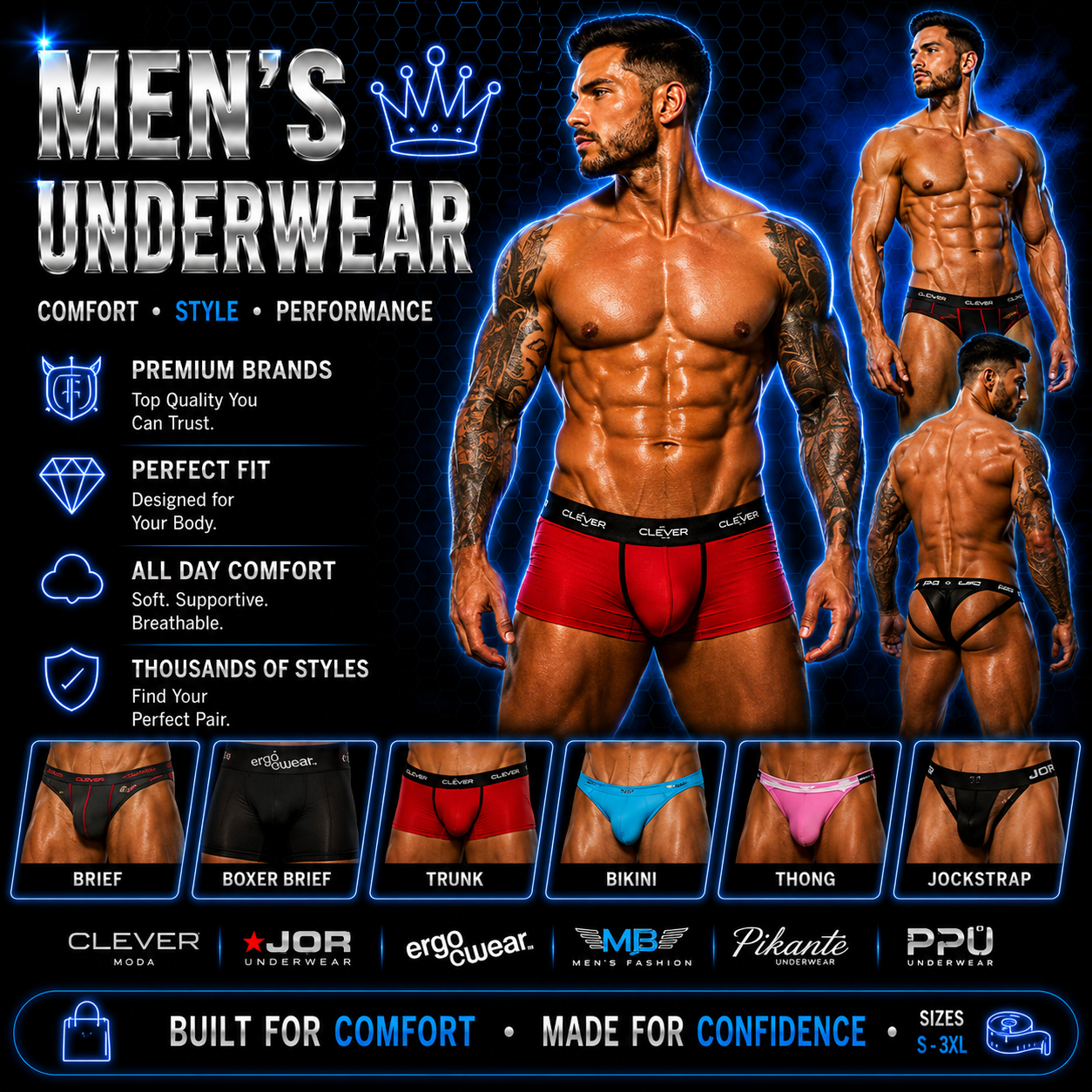 Men's Underwear | Designer Briefs, Boxers, Trunks, Thongs & Jockstraps