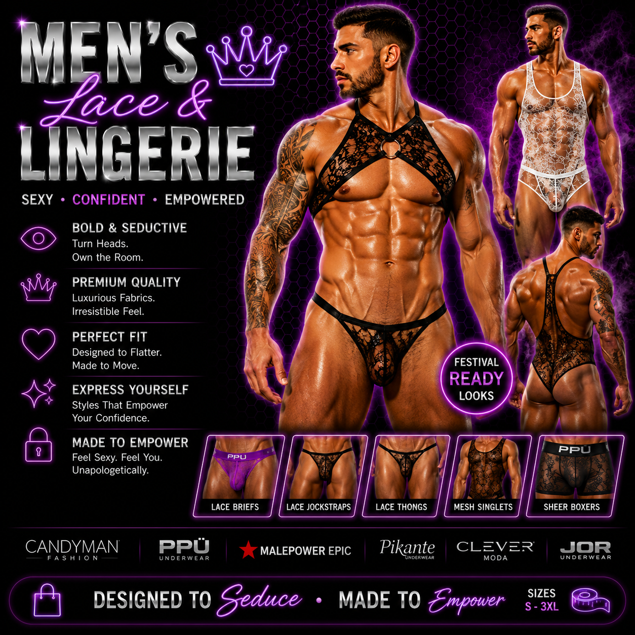 Men's Lace & Lingerie | Lace Underwear, Bodysuits & Intimate Apparel