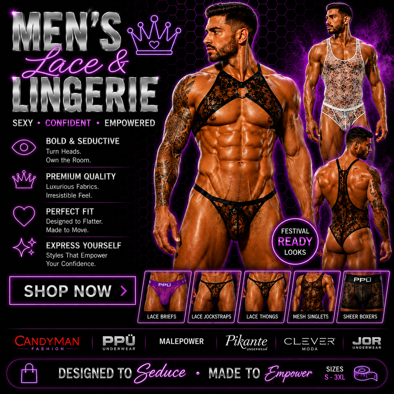 Men's Lace & Lingerie | Lace Underwear, Bodysuits & Intimate Apparel