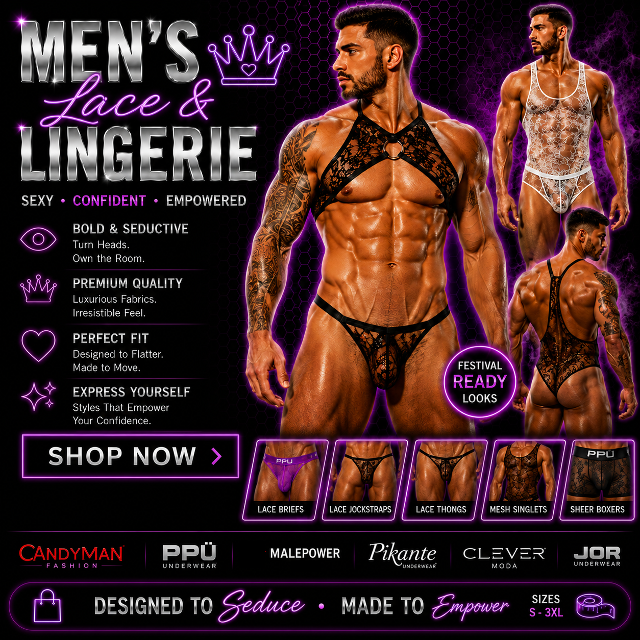 Men's Lace & Lingerie | Lace Underwear, Bodysuits & Intimate Apparel