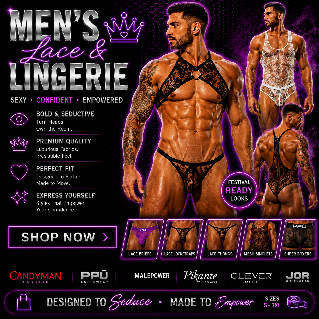 Men's Lace & Lingerie | Lace Underwear, Bodysuits & Intimate Apparel