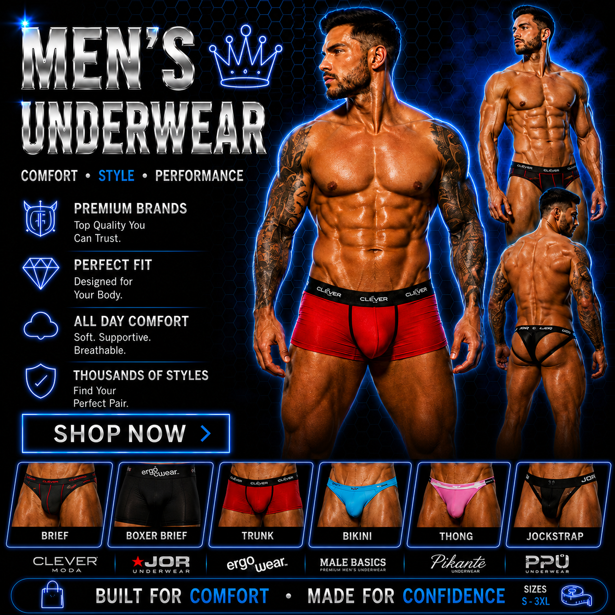 Men's Underwear | Designer Briefs, Boxers, Trunks, Thongs & Jockstraps