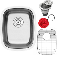 15" Ticor S805 Haven Series 16-Gauge Stainless Steel Undermount Single Basin Kitchen and Bar Sink