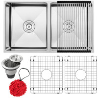 31.25" Ticor S6511 Pacific Series 16-Gauge Stainless Steel Undermount 50/50 Ratio Double Basin Kitchen Sink