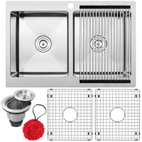 33" Ticor TR1800 Bradford Series 16-Gauge Stainless Steel Overmount Double Basin Center Drain Position Kitchen Sink 33" Ticor TR1800 Bradford Series 16-Gauge Stainless Steel Overmount Double Basin Center Drain Position Kitchen Sink