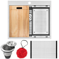 25" Ticor TR4060 Bradford Series 16-Gauge Stainless Steel Overmount Graduated Basin Ledge Single Basin Zero Radius Kitchen Sink