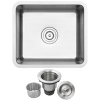19" Ticor SR21 18-Gauge Stainless Steel Undermount Single Basin Kitchen and Bar Sink