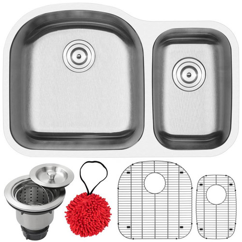 31.5" Ticor L11 Foster Series 18-Gauge Stainless Steel Undermount Double Basin Kitchen Sink