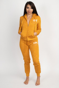 JR 2 PC LOVE MELANGE FULL ZIP HOODY/JOGGER SET.