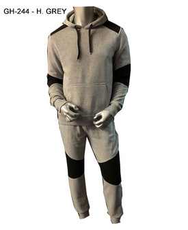 2 PC MENS SOLID MOTO PULLOVER HOODIE AND MATCHING JOGGERS FLEECE SET.