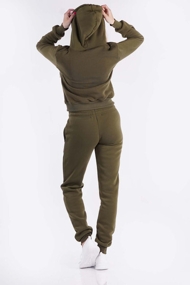 2 PC SOLID FULL ZIP HOODIE WITH MATCHING HIGH WAISTED JOGGERS FLEECE SET.