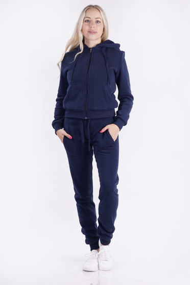 2 PC SOLID FULL ZIP HOODIE WITH MATCHING HIGH WAISTED JOGGERS FLEECE SET.