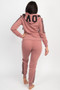 2 PC FULL ZIP SIDE STRIPE LOVE HOODIE/JOGGER SET.