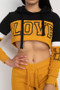 2 PC LOVE COLORBLOCK CROP HOODY/JOGGER SET.