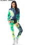 2 PC PULLOVER HOODIE AND HIGH WAISTED JOGGER TIE DYE FLEECE SET.