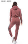 LADIES 2 PC LOVE CROP PULLOVER HOODIE AND MATCHING HIGH WAISTED JOGGER FLEECE SET.