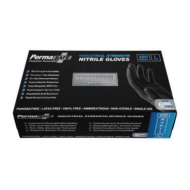 PERMASAFE INDUSTRIAL STRENGTH DISPOSABLE NITRILE GLOVES (BOX)