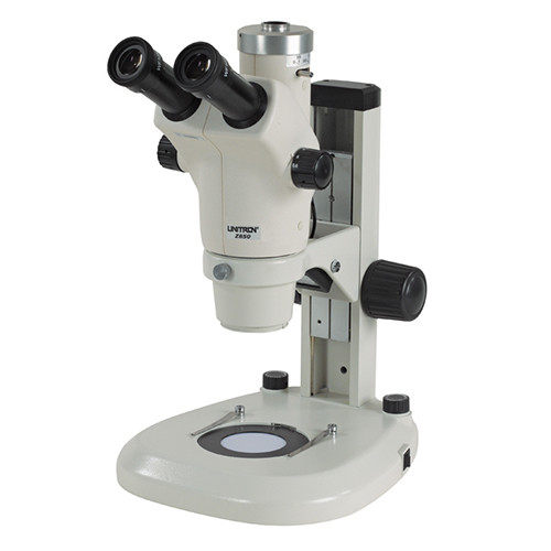 Unitron Z650HR Trinocular High Resolution Zoom Stereo Microscope on LED Incident &  Transmitted Focusing Stand 