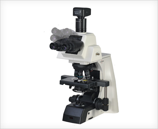 Accu-Scope EXC-500-T Trinocular with NIS Infinity Plan Objectives shown With Lumenera® Infinity Camera & Ergo Tilt Feature.