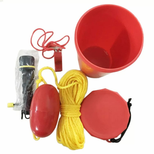 Canoe & Kayak Safety Equipment Kit With Whistle, Flashlight, Line, Float and Bailer