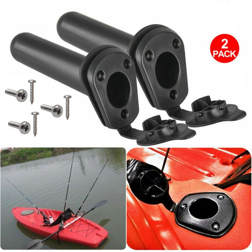 2 x Flush Mount Rod Holders for Kayaks, Canoes and Boats Includes Cap, Gasket and Stainless Steel Screws