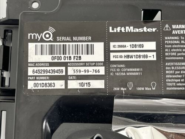 001D8363 Liftmaster Garage Circuit Board myQ Yellow Learn Button 014D1298