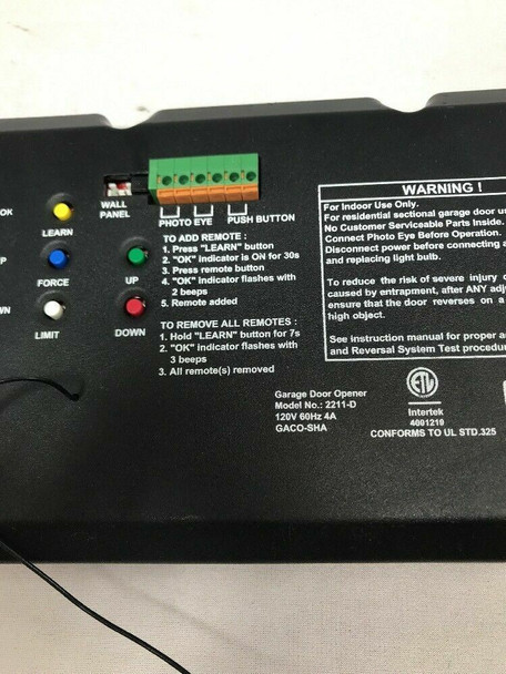 Guardian Circuit Board End Panel 2211-D Garage Door GUDT-322 / GUDT-318 GACO-SHA