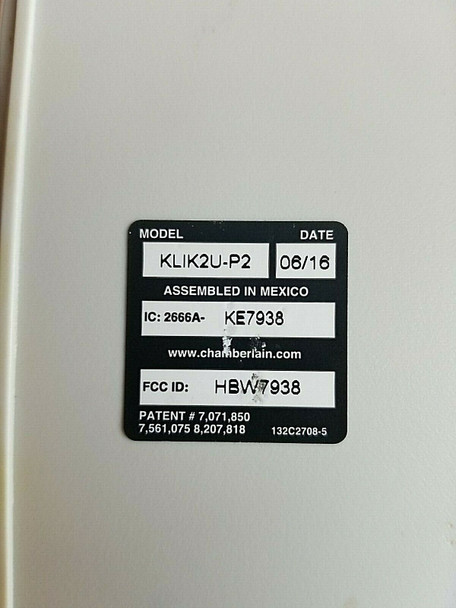 KLIK2U-P2 Clicker Liftmaster Chamberlain UNIVERSAL Keyless Entry Keypad Console