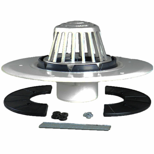 4" Roof Drain with Receiver Pan, Under-Deck Clamp & Aluminum Dome