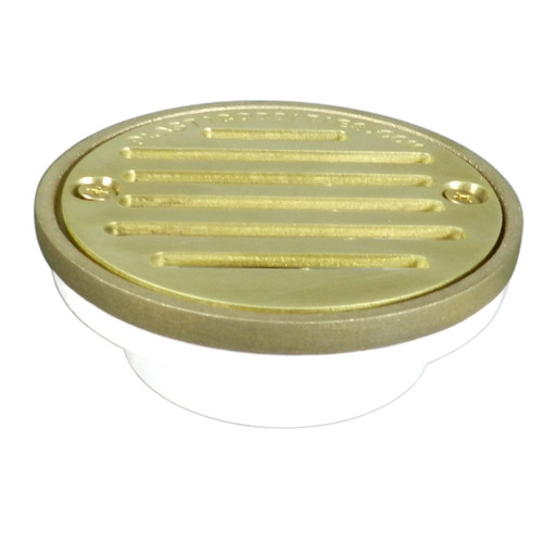 2"x3" Pipe Fit General Purpose Drain - Short Version with Round Ring with Cast Brass Finish Strainer