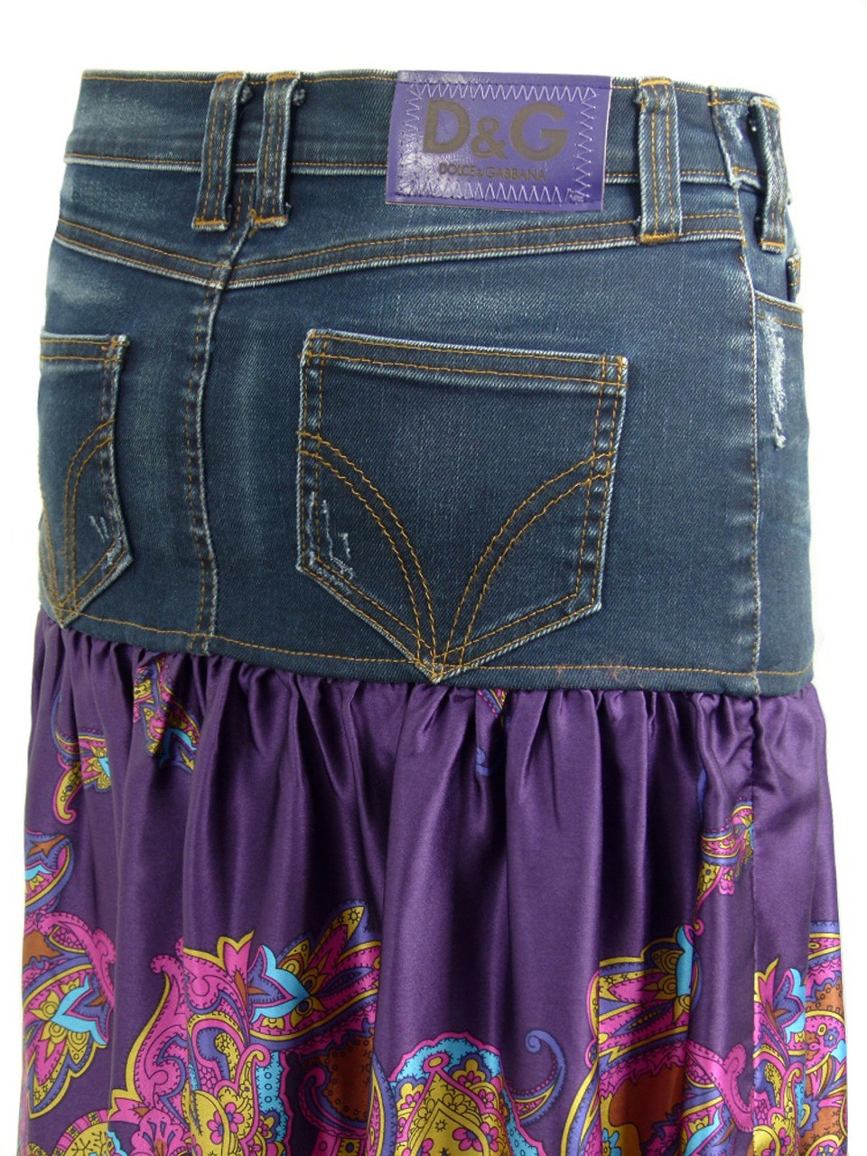 D&G Silk & Denim Skirt - Italian Imports