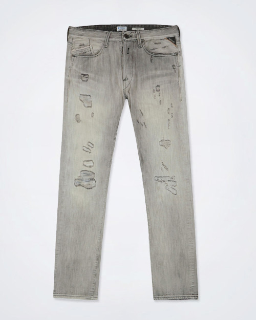 REPLAY Men's Grey Distressed Jeans