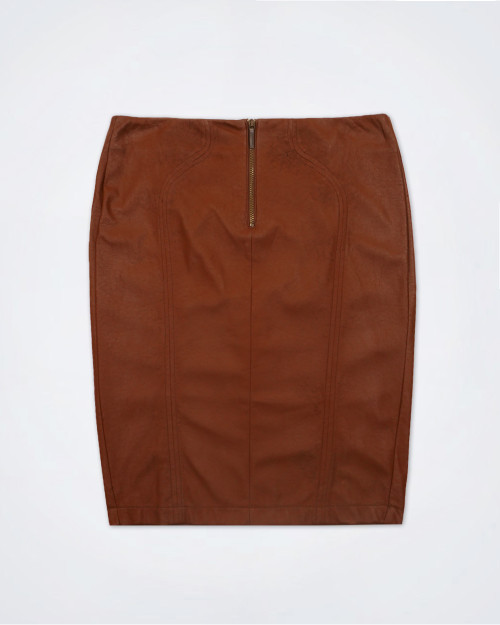ANNARITA N Rust Leather Look Skirt