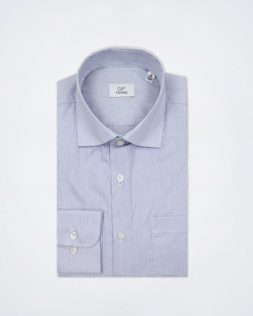 GF FERRE' Blue Striped Dress Shirt