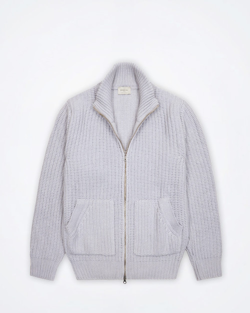 BROOKSFIELD Wool-Blend Grey Zip-Up Cardigan