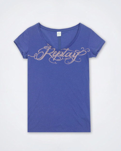 REPLAY Blue V Neck Top