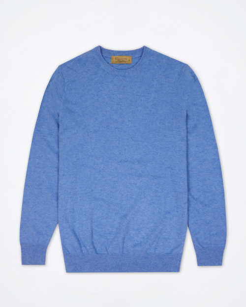 Men's Blue Wool-Cashmere Blend Knit
Light blue crew neck
Ribbed trims
Medium weight
Slim fit Men's Blue Wool-Cashmere Blend Knit
Light blue crew neck
Ribbed trims
Medium weight
Slim fit