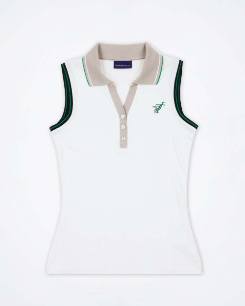 TRUSSARDI Womens Sleeveless White Polo Shirt TRUSSARDI Womens Sleeveless White Polo Shirt