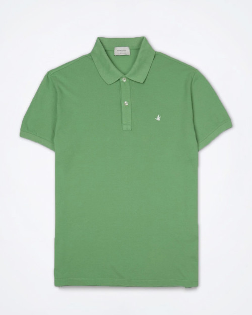 Men’s Brooksfield green polo shirt – two-button mother-of-pearl placket, cotton-pique fabric, made in Italy