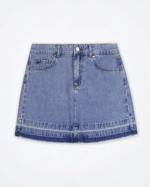 KAOS Denim Fringed Mini-Skirt
