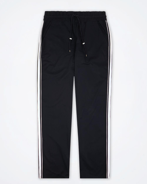 Front view of D&G men's [Color] cotton twill track pants, featuring an elastic drawstring waistband and a relaxed, sporty silhouette.