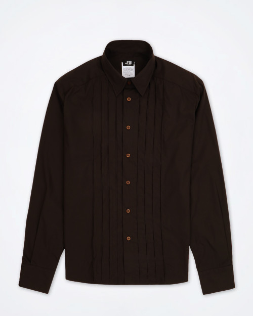 EXTE' Men's Dark Brown Cotton Shirt