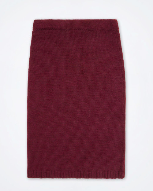 MARYLEY Burgundy Wool-Blend Knitted Skirt