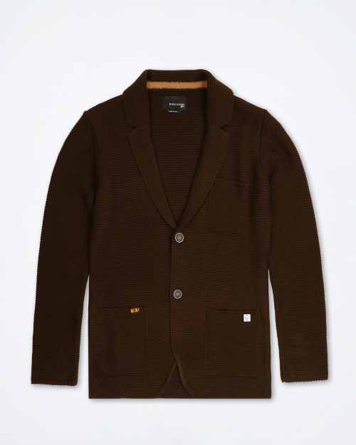 BLOCK 11 Wool-Blend Men's Brown Knitted Cardigan