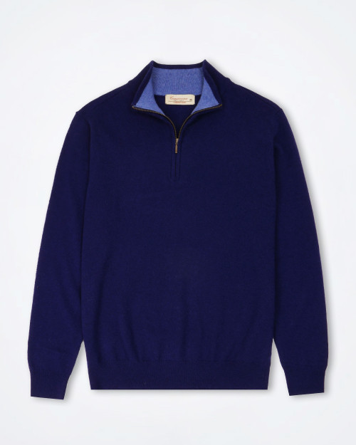 CAMICISSIMA Men's Half Zip Royal-Blue Knit