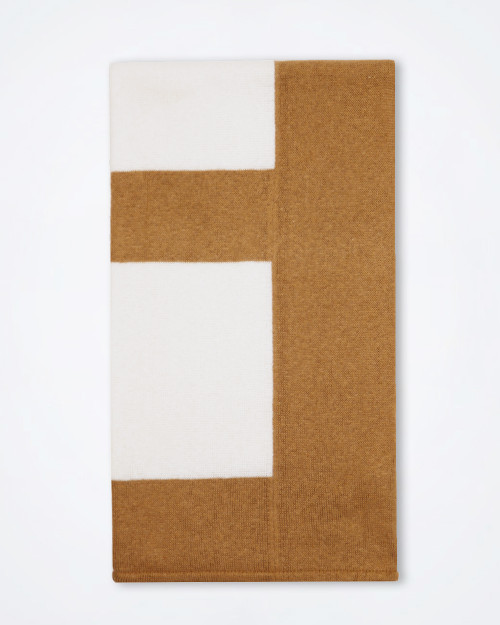 LE CAMP Ivory & Camel Cotton-blend Scarf