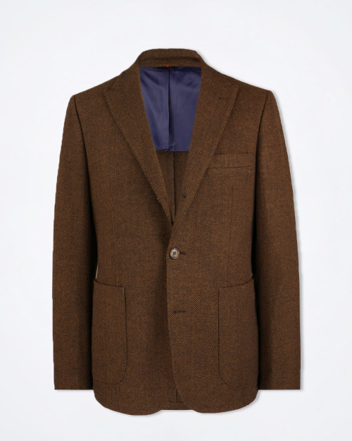 CAMICISSIMA Men's Wool-Blend Herringbone Blazer