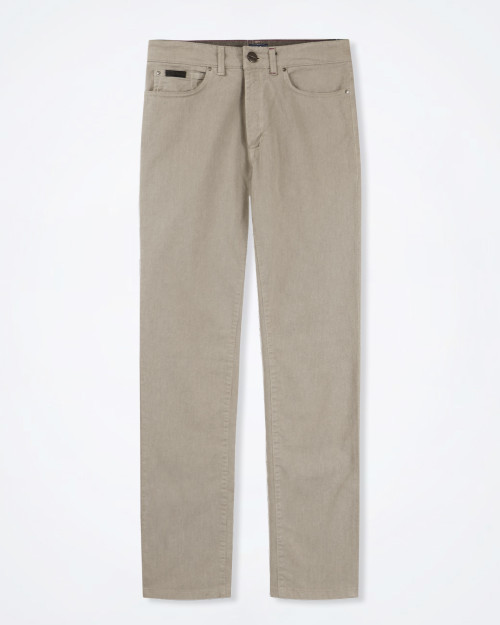 Trussardi men’s grey regular fit jeans displayed flat, showing the straight cut and mid‑grey denim colour.